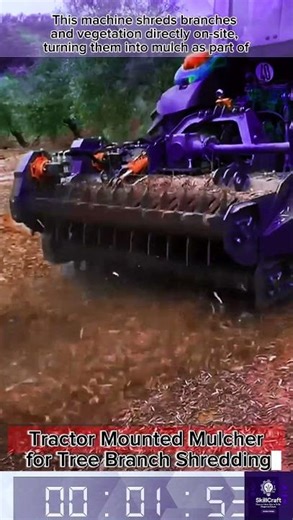 Tractor-Mounted Mulcher for Tree Branch Shredding and Land Clearing