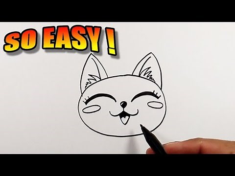 How to draw a cat face cartoon | Easy Drawings