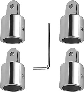 Bimini Canopy Hardware, 4 Piece Eye End Caps, Marine Accessories Fits 1'' or 7/8'' OD 316 Stainless Steel Heavy Duty Canopy Parts