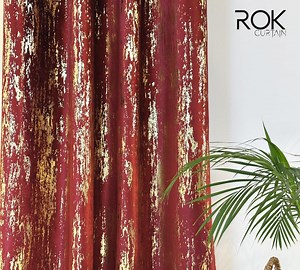 Red Velvet Curtains With Gold Print, Custom Long Velvet Drapes, Story Window Curtains, Dining Room Panels, 12 Color Options - Etsy