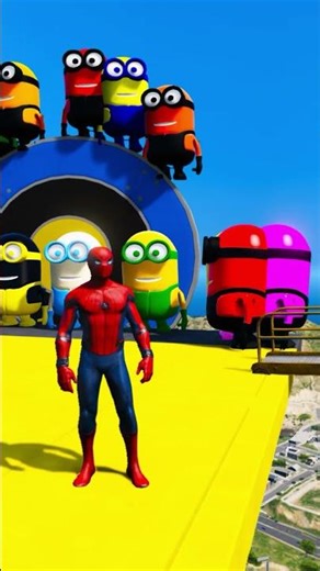GTA 5 Epic Ragdolls RED SPIDERMAN VS RED MINION VS GREEN MINION (Physics & Funny Fails) ep.1