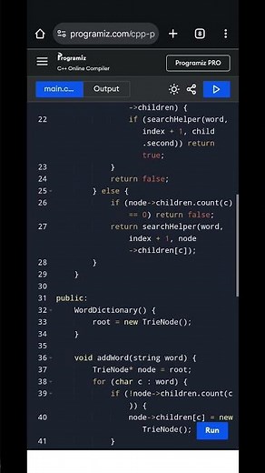 C++ WordDictionary Implementation | Trie Data Structure with Wildcard Search (Add & Search Words)