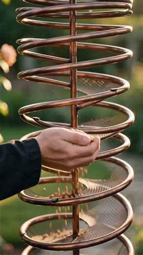 Spiral Hanging Bird Feeder in a Cottage Garden | Creative DIY Setup