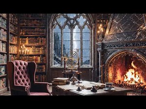 8K Haunted Gothic Library Ambience 🏰 Mystery Orrery & Heavy Thunderstorm | 4K Deep Focus