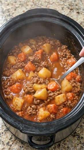 🥘 Grandpa’s 5-Ingredient Slow Cooker Beef & Potato Stew