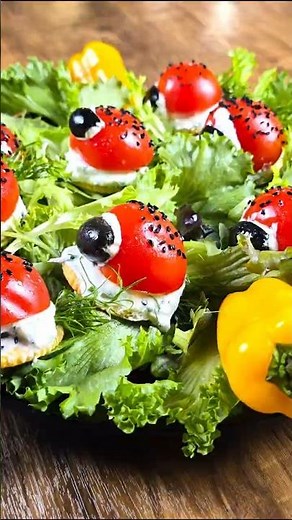 The Cutest Mediterranean Party Snack You’ll Ever Make | Ladybug Bites #recipe #shortvideo #cooking