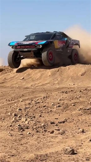 High-speed test drive through desert landscape