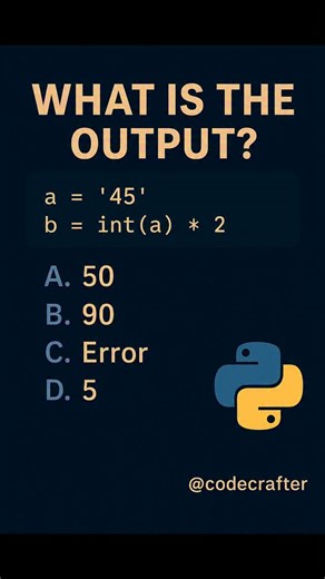 python programming on Instagram: "Drop your answer in the comments. . . . . . #PythonForBeginners #PythonLife #programmingtutorial #codinglife #codesuccess #datascience #pythonprogramming #learn #instagramreels #javascript #ps"