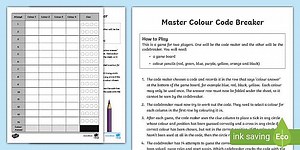 Master Colour Code Breaker Board Game