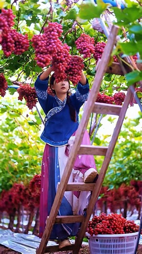 Hand-Picking Giant Grape Clusters in a Stunning Vineyard