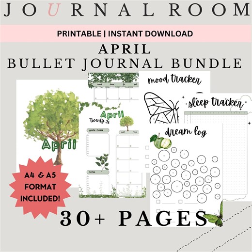 April 2026 Bullet Journal Printable Bundle Colorful | All in One Track Goals, Habit, Reading Bullett (digital Download) - Etsy