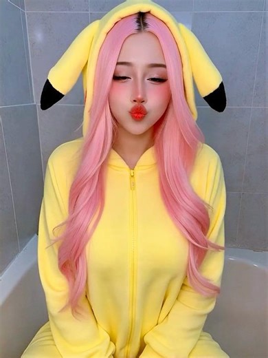Pikachu cosplay #aesthetic #pikachu #cosplay #pinkhair