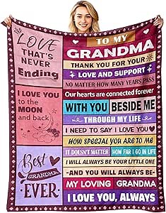 Grandma Birthday Gifts from Grandkids, To My Grandma Blanket, 50" x 60" | Best Grandma Gifts, Soft Flannel Throw Blanket for Mothers Day, Christmas and Grandparent Day