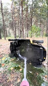 cleaning washing lawn cutter after trimming grass, lawnmower maintenance servicing after work. . High quality 4k footage