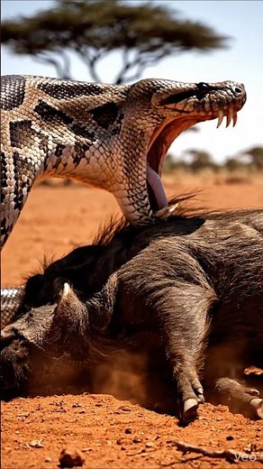 Giant African Rock Python Swallows Warthog Whole | Rare Wildlife Encounter