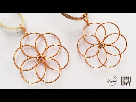 Flower pendant - Nature jewelry set - easy jewelry making from copper wire 393