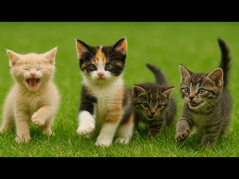 Sweet Kittens Running on Grass – Relaxing Cat Sounds & Videos
