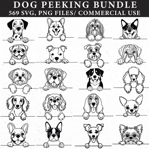Dog Peeking Svg, Dog Outline, Dog Png, Dog Clipart, Dog Breeds, Dog Lover, Dog Lineart, Doodle, Outline, Svg Bundle, Svg Files, Svg Cricut - Etsy Australia