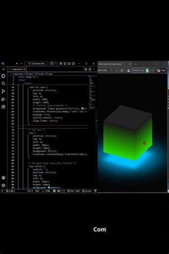 Neon 3D Cube Hover Animation UI