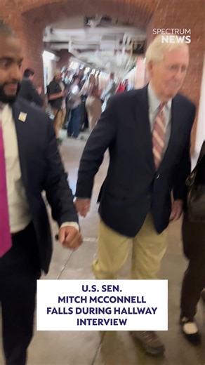 U.S. Sen. Mitch McConnell fell during a hallway interview on his way to the Capitol Thursday. | Spectrum News 13