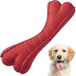 Dog Toys for Aggressive Chewers Large Breed Durable Rubber Dog Toys Indestructible Dog Bone Toys Tough Chew Toys for Medium Large Dogs, Training Interactive & Teeth Cleaning (Red)