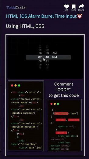 ⏰ iOS type Alarm Clock UI Design Smooth, Minimal & Aesthetic Animation! #uidesignlearning #webdesign