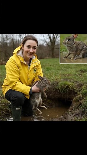 Wild Rabbit Rescued from Flooded Burrow | UK Wildlife Rescue #shorts #animalrescue #love #nature
