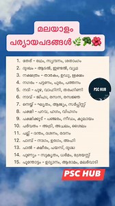 1.5K reactions · 262 shares | മലയാളം പര്യായപദങ്ങൾ復 #gk #psc #malayalam | Psc Hub | Facebook