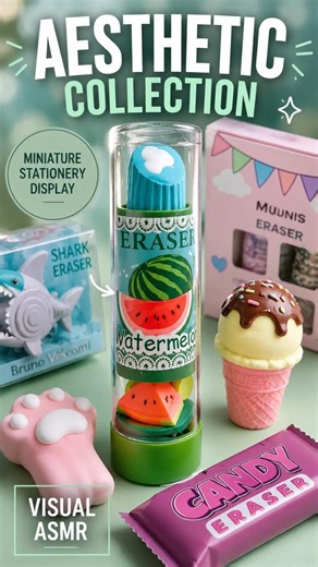 Aesthetic Eraser Collection ✨ | Miniature Stationery Display (Visual ASMR)