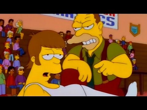 Homer Simpson in the gymnastics team