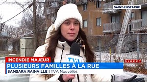 Un immeuble ravagé par les flammes à Saint-Eustache