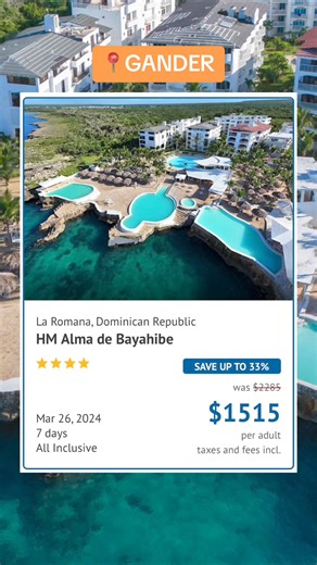 Seas the day with these all-inclusive escapes! 🌊🌴 Embark on a journey filled with sun, sand, and endless fun departing from Atlantic gateways! Whether you're craving relaxation or adventure, we've got the perfect blend of both. Don't just dream it, beach it! 🤿❤️ Click to book your all-inclusive escape and let the adventure begin! https://bit.ly/3v6k64n Des escapades tout compris au bord de la mer! 🌊🌴 Envolez-vous vers des vacances à la plage avec divertissement sans fin au départ du Canada 