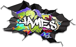 MySticky Custom Name Wall Decal 3D Graffiti | Personalized Art Vinyl Decor Sticker | Removable | Peel and Stick | Deep Black Border (MYS181-Large)