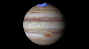 Earth isn’t the only planet that has auroras! When charged particles from the #Sun strike Jupiter, they produce auroras hundreds of times more energetic than those on Earth. NASA's Hubble Space Telescope captured this view of Jupiter’s ultraviolet aurora. Find out more: https://go.nasa.gov/39Bld15 | NASA Space Alerts