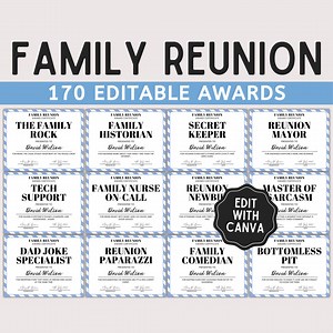 Family Reunion Awards: 170 Editable Printable Certificates (CANVA Template) - Etsy