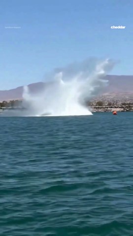 Speedboat goes airborne while trying to break record