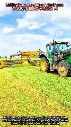 Raking Lucerne with a John Deere Tractor & ELHO V-Rake! 🚜