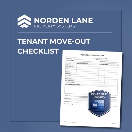 Tenant Move Out Checklist Editable Word PDF Landlord Move Out Form Rental Turnover Template - Etsy