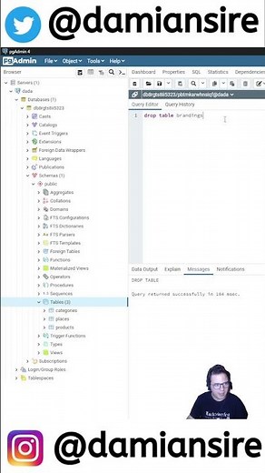 Eliminar una tabla de la base de datos con una consulta sql - drop table #Short
