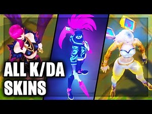 All K/DA Skins Neon KDA Akali, KDA Ahri, KDA Evelynn, KDA KaiSa (League of Legends)