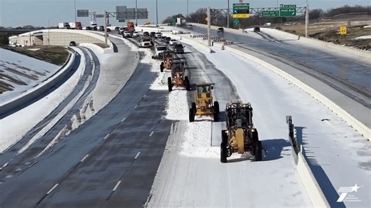 Dallas Snow Plows Clear and Treat Roads Ahead of Refreeze