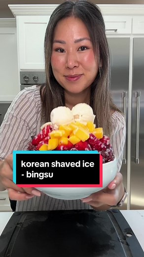 🍧KOREAN SHAVED ICE / BINGSU🍧 you only need a couple of easily accessible ingredients: shaved ice (use a blender if you don’t have a shaver) sweetened condensed milk (i like the Lechera brand) toppings: i used korean sweet red bean, mango, strawberry, banana, and vanilla ice cream other toppings i love: mochi bits, fruity pebble cereal, boba, and korean soybean powdered rice cakes #koreanshavedice #koreanfood #koreandessert #bingsu