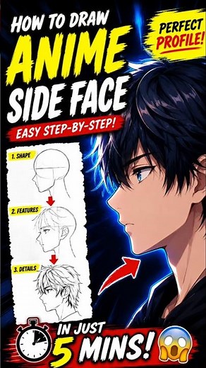 Draw Anime Side Face in 5 Minutes! 😱