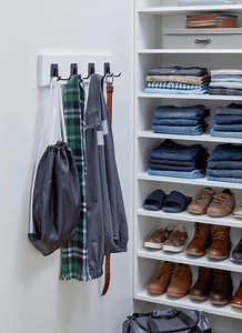 Hook Boards are good for -- 1. Hanging once-worn clothing that isn't ready for the wash but you don't want to put away. 2. Everyday items like backpacks, purses, and jackets. 3. Having things within reach so you can just grab what you need and go. Add one to your design: https://bit.ly/3mHAMrR | EasyClosets