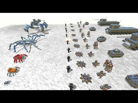 SPIDER TEAM vs Random ROBOT Armies AOW Age Of Warbots