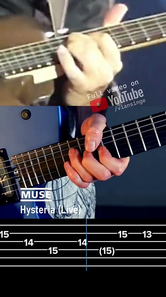 Hysteria solo by @MUSE Full song, tab and guitar tones on my YT channel (link in bio) #solo #tab #guitar #hysteria #muse