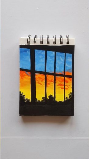 Sunset Through the Window | Beautiful Acrylic Painting #shorts #shortsfeed #youtubeshorts