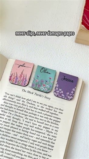 Custom Name & Birth Month Flower For Book Lovers, Book Clubs | Leather Magnetic Bookmark