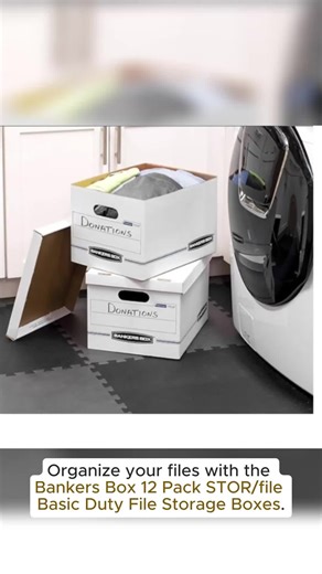 Bankers Box 12 Pack STOR/FILE Basic Duty File Storage Boxes, Standard Assembly, Lift-off Lid, Letter/Legal, White/Blue