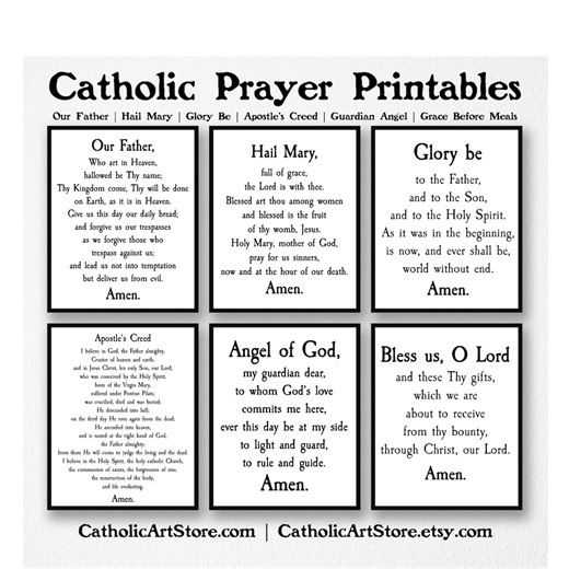 Catholic Prayer Art Prints: Our Father, Hail Mary, Glory Be (digital Download) - Etsy